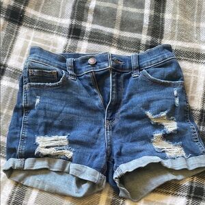 Distressed Blue Jean Shorts